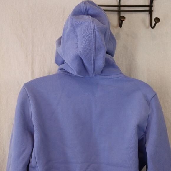 The North Face Blue Pullover Hoodie Medium Spellout Raised Dot Logo Sweatshirt - Picture 10 of 13